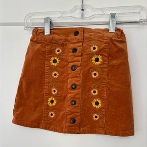 Gymboree Rust Corduroy Sunflower Embroidered Mini Skirt Size Girls 6